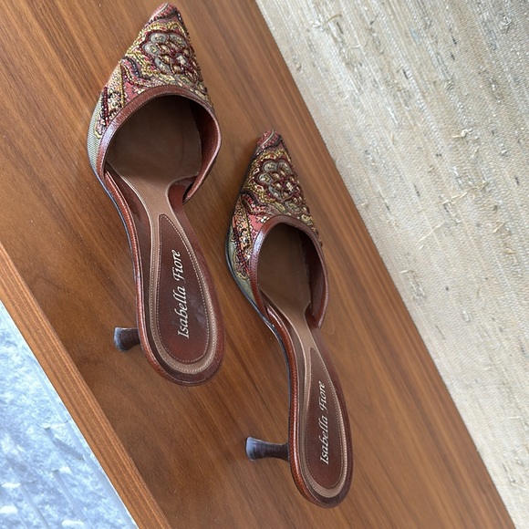 Elegant Isabella Fiore mules leather, sequins and fabric - Picture 3 of 4